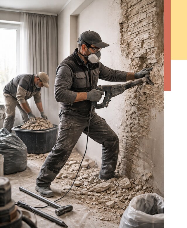 Демонтаж декоративного камня в Ефремове от 1486 руб/м² — быстро и недорого | ОТДЕЛОЧНИК-Фрм