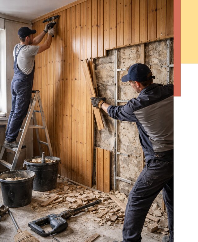 Демонтаж вагонки со стен в Ефремове от 1486 руб. — снятие, удаление, срочно | ОТДЕЛОЧНИК-Фрм