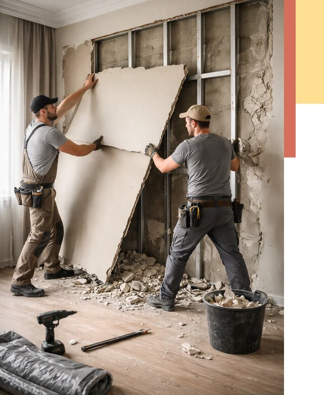 Демонтаж гипсокартона со стен в Ефремове от 359 руб. — услуги демонтажа | ОТДЕЛОЧНИК-Фрм