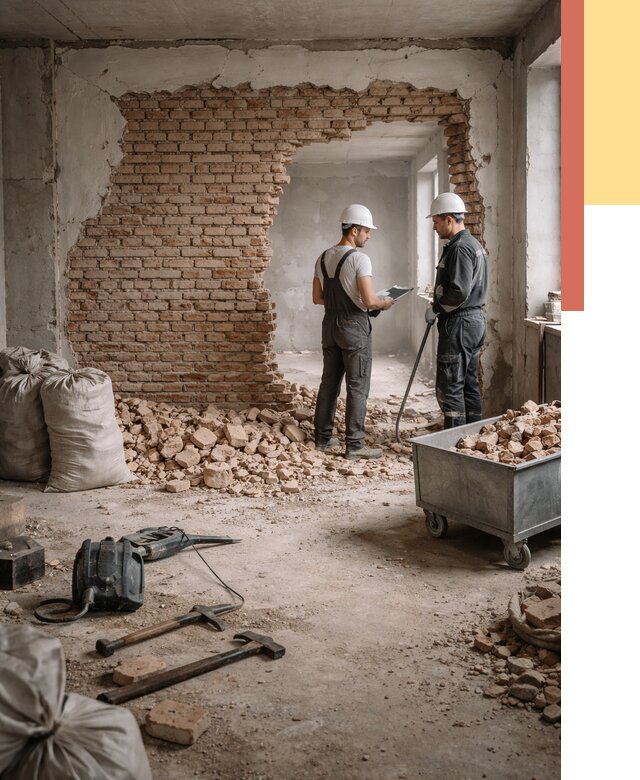 Демонтаж кирпичных стен в Ефремове от 4303 руб. — быстро, недорого, под ключ | ОТДЕЛОЧНИК-Фрм