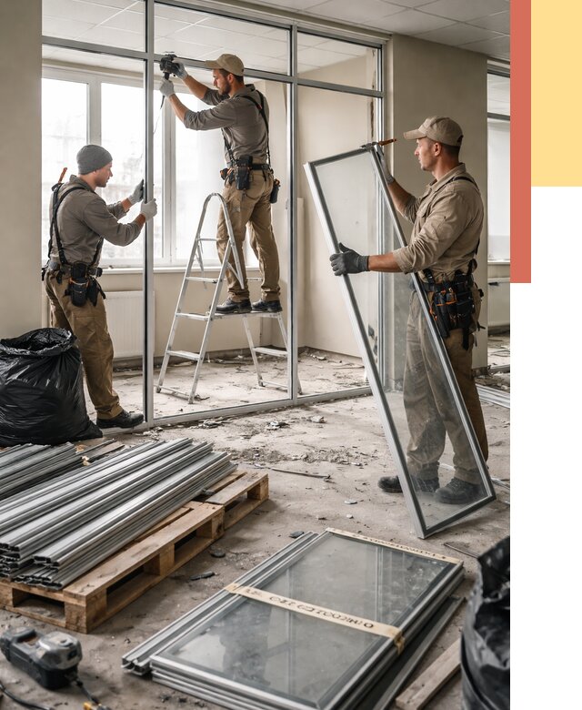 Демонтаж алюминиевых перегородок в Ефремове от 4303 руб. — быстро и недорого | ОТДЕЛОЧНИК-Фрм