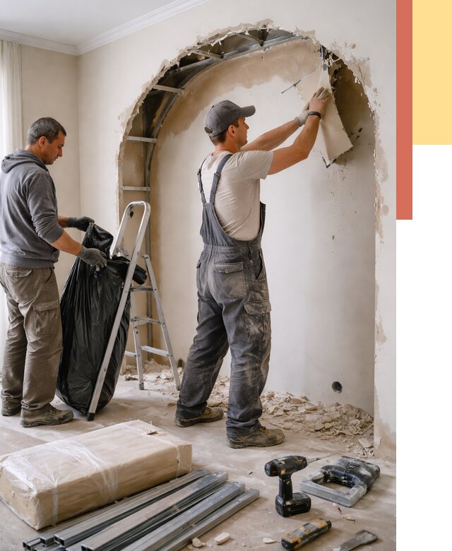 Демонтаж арки из гипсокартона в Ефремове от 3586 руб. — услуги под ключ | ОТДЕЛОЧНИК-Фрм