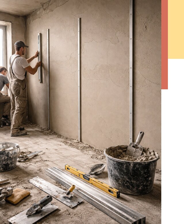 Штукатурка стен по маякам в Ефремове от 5635 руб./м² — выравнивание под ключ | ОТДЕЛОЧНИК-Фрм