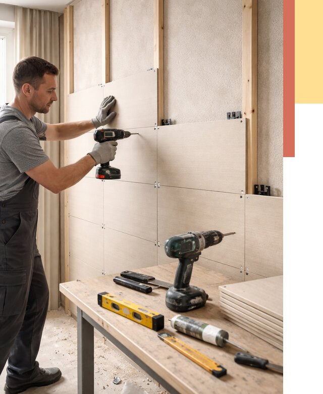 Монтаж МДФ панелей на стены в Ефремове от 1281 руб. под ключ | ОТДЕЛОЧНИК-Фрм