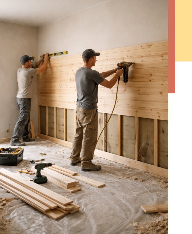 Монтаж деревянной вагонки на стены в Ефремове от 7684 руб. | Услуги монтажа вагонки | ОТДЕЛОЧНИК-Фрм