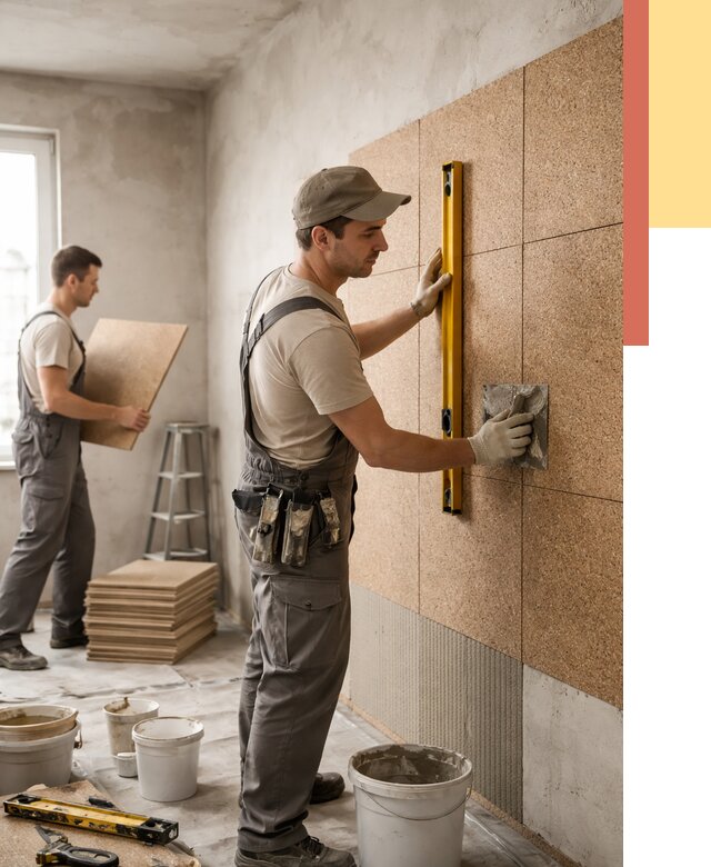 Монтаж пробковых панелей на стены в Ефремове от 3586 руб. — ОТДЕЛОЧНИК-Фрм