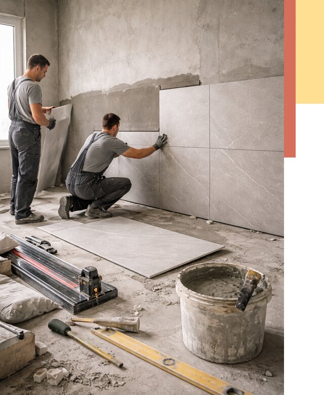 Облицовка стен керамогранитом в Ефремове от 4303 руб./м² — услуги под ключ | ОТДЕЛОЧНИК-Фрм