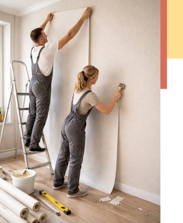 Поклейка флизелиновых обоев в Ефремове от 6147 руб. | Быстро и недорого — ОТДЕЛОЧНИК-Фрм