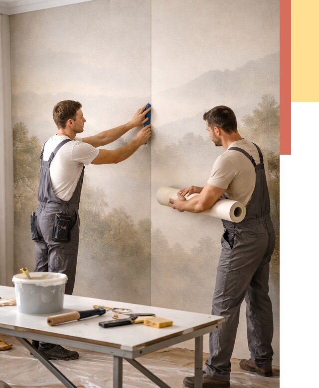 Поклейка фотообоев в Ефремове от 8708 руб/м² — быстро и недорого | ОТДЕЛОЧНИК-Фрм