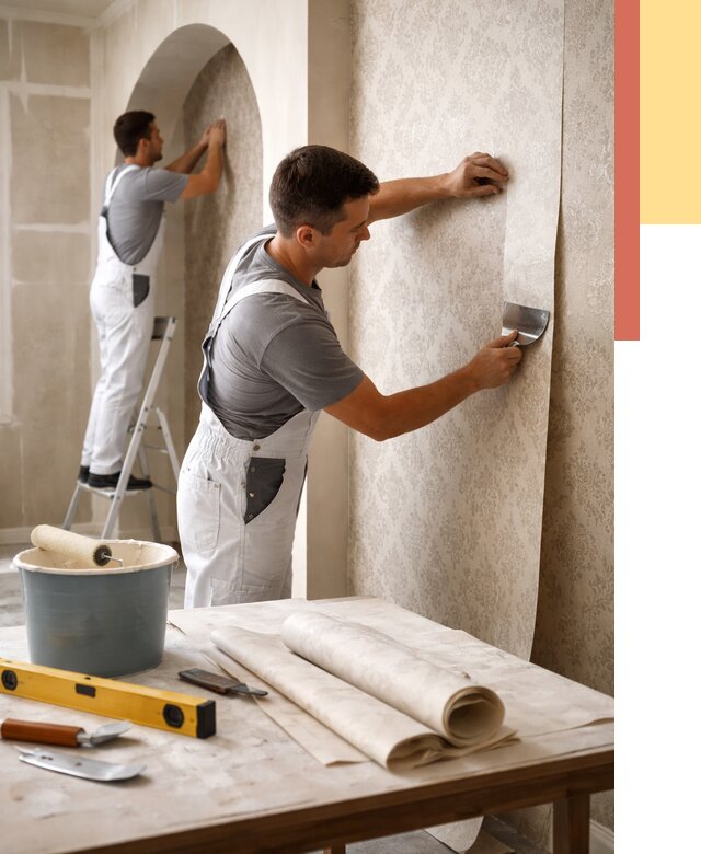 Поклейка обоев на сложные стены в Ефремове от 2869 руб. под ключ | ОТДЕЛОЧНИК-Фрм