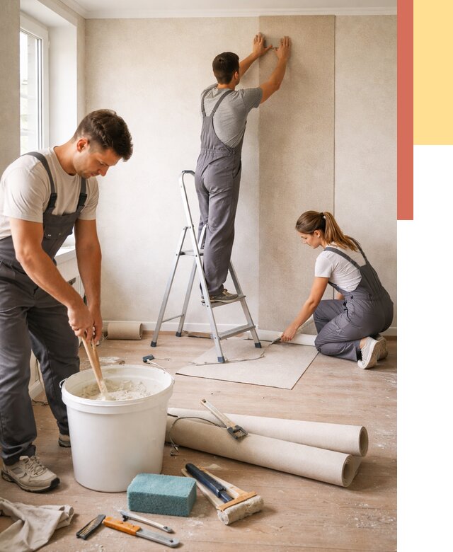 Оклейка стен обоями в Ефремове от 3586 руб/м2 — быстро и недорого | ОТДЕЛОЧНИК-Фрм