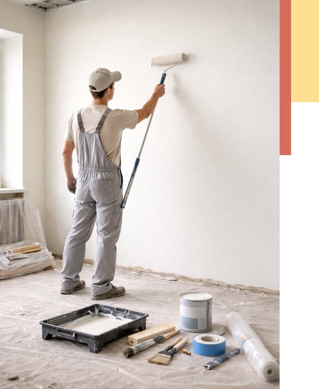 Покраска стен водоэмульсионной краской в Ефремове от 461 руб. за м² | ОТДЕЛОЧНИК-Фрм