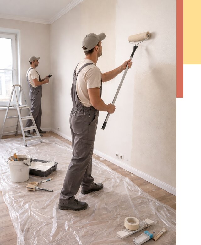 Покраска стен акриловой краской в Ефремове от 3586 руб./м² — быстро и недорого | ОТДЕЛОЧНИК-Фрм