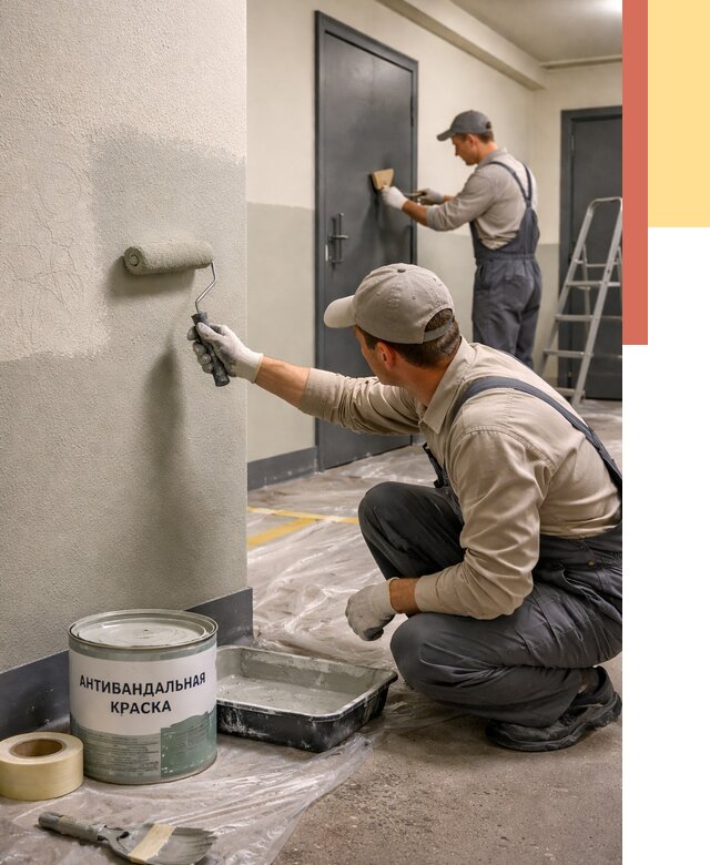 Покраска стен антивандальной краской в Ефремове от 4610 руб./м² под ключ | ОТДЕЛОЧНИК-Фрм
