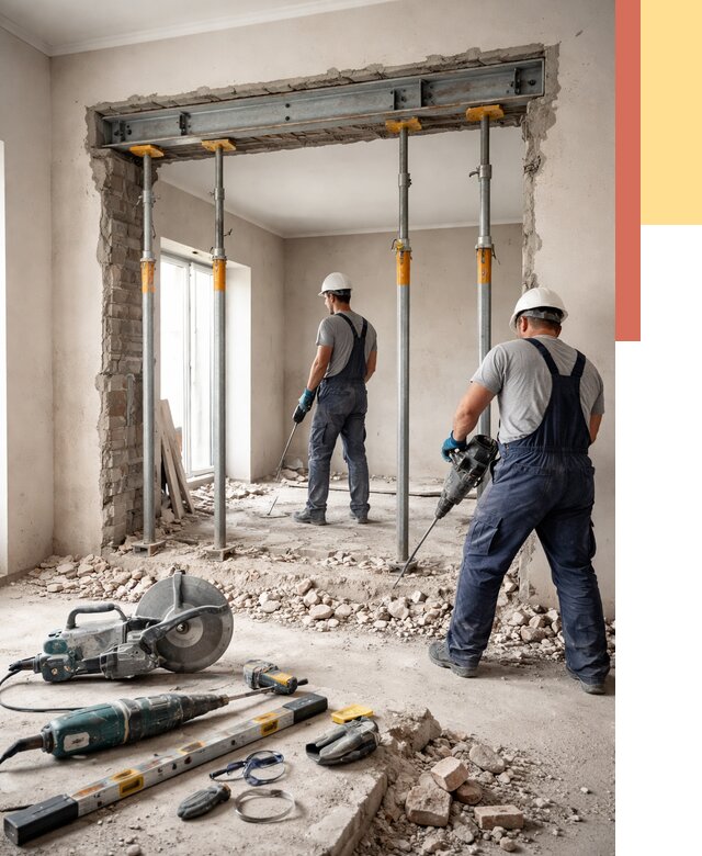 Прорезка проема в стене в Ефремове от 4610 руб. — быстро и недорого | ОТДЕЛОЧНИК-Фрм