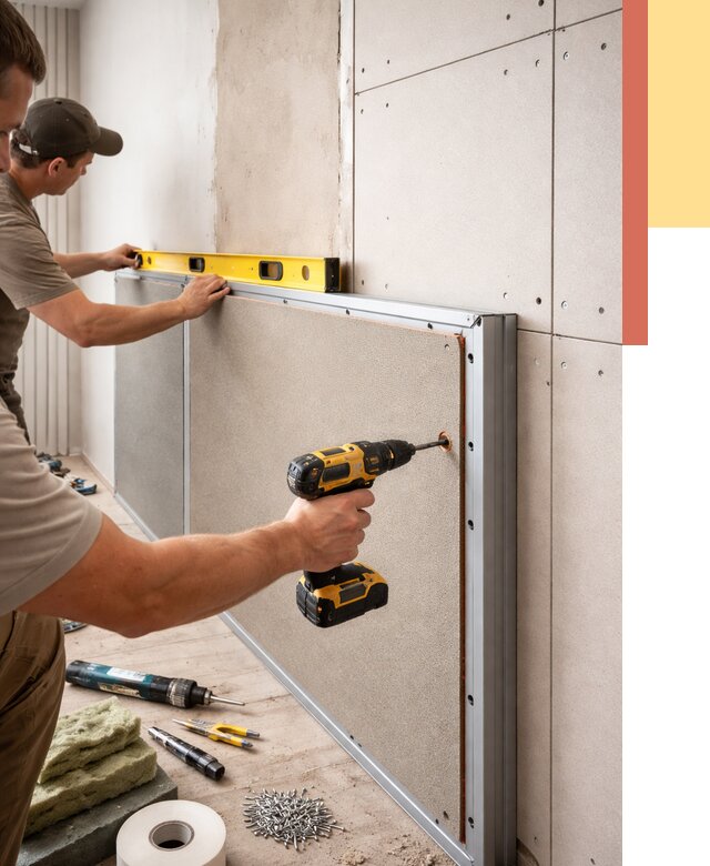 Шумоизоляция стен панелями ЗИПС в Ефремове от 2254 руб./м² под ключ | ОТДЕЛОЧНИК-Фрм