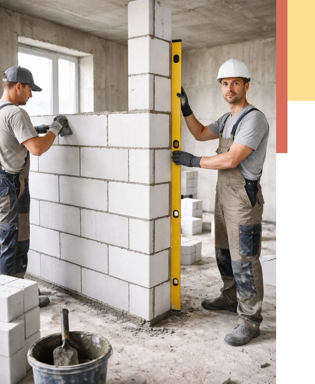 Кладка перегородок из пеноблока в Ефремове от 1844 руб. под ключ | ОТДЕЛОЧНИК-Фрм