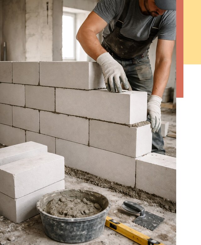 Кладка перегородок из силикатного блока в Ефремове от 4098 руб. под ключ | ОТДЕЛОЧНИК-Фрм
