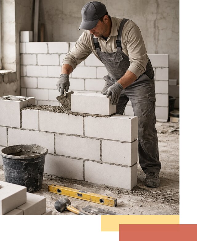 Кладка перегородок из силикатного блока в Ефремове