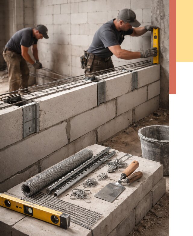 Армирование кладки перегородок в Ефремове от 768 руб. под ключ | ОТДЕЛОЧНИК-Фрм