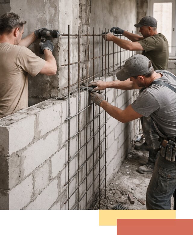 Армирование кладки перегородок в Ефремове профессионально и надёжно
