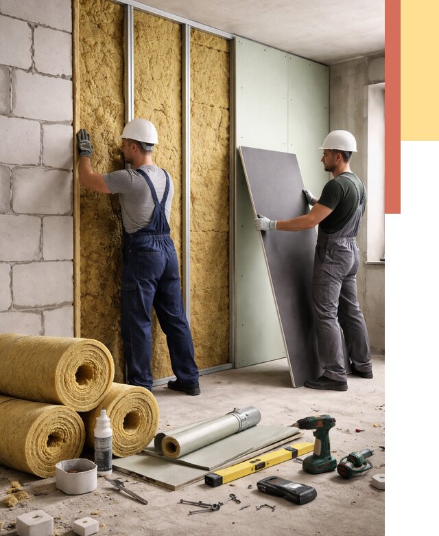 Шумоизоляция перегородок из блоков в Ефремове от 1895 руб./м² — быстро и недорого | ОТДЕЛОЧНИК-Фрм