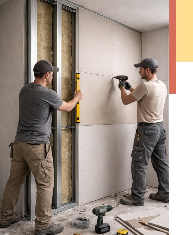 Монтаж двухслойной перегородки из гипсокартона в Ефремове от 1486 руб. | ОТДЕЛОЧНИК-Фрм