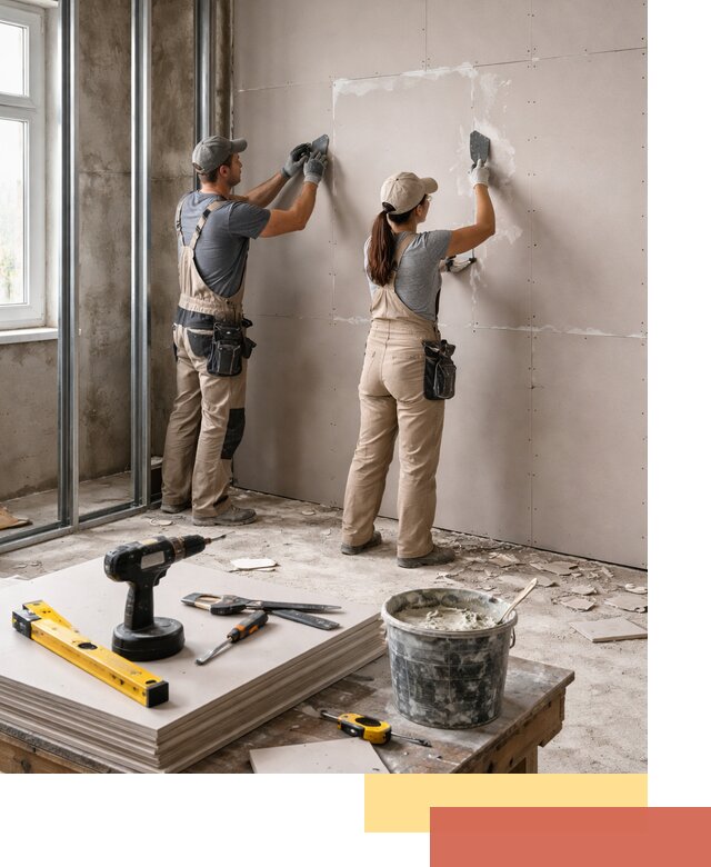 Монтаж двухслойной перегородки из гипсокартона в Ефремове