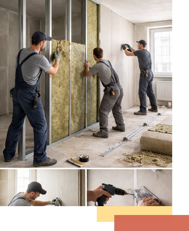 Перегородка из гипсокартона с шумоизоляцией в Ефремове — монтаж под ключ