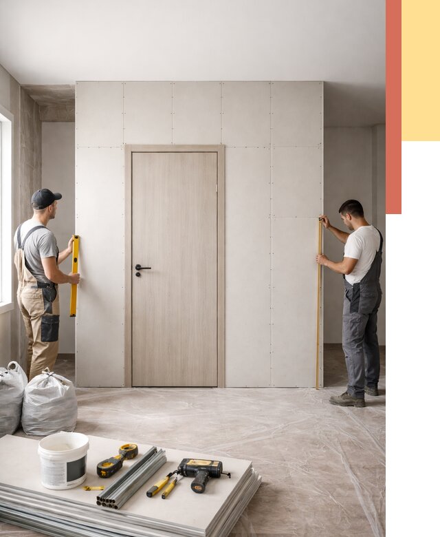 Перегородка из гипсокартона с дверью в Ефремове от 4610 руб. под ключ | ОТДЕЛОЧНИК-Фрм