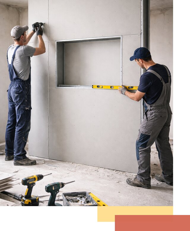 Перегородка из гипсокартона с нишей под декор в Ефремове