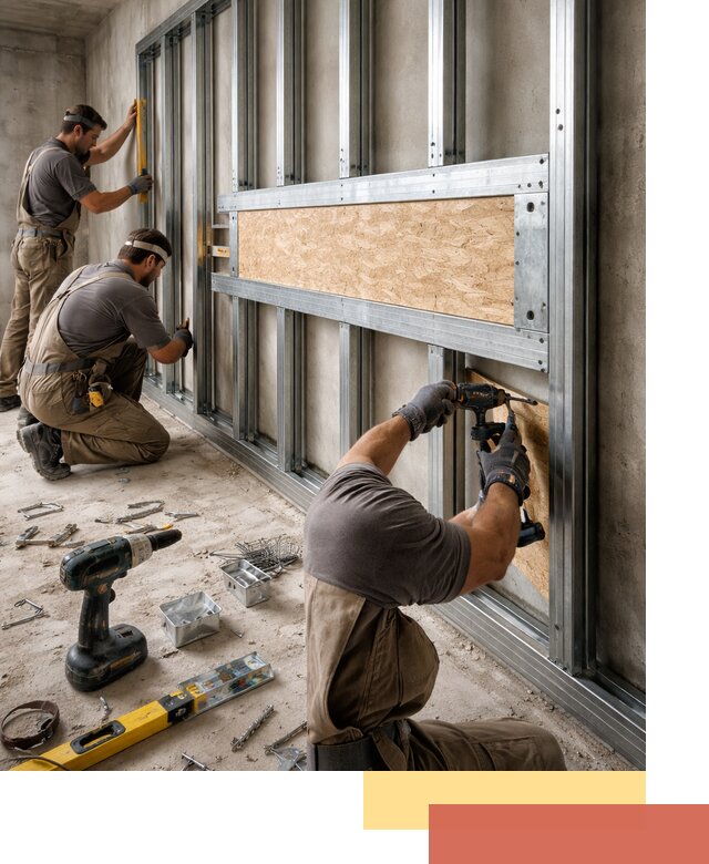 Усиленная перегородка для крепления тяжёлых конструкций в Ефремове