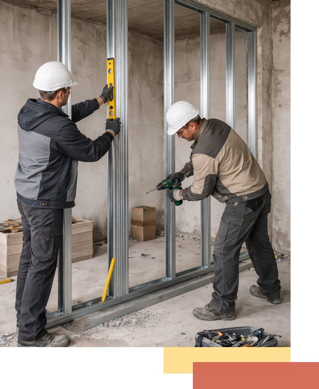 Монтаж каркаса перегородки из профиля в Ефремове