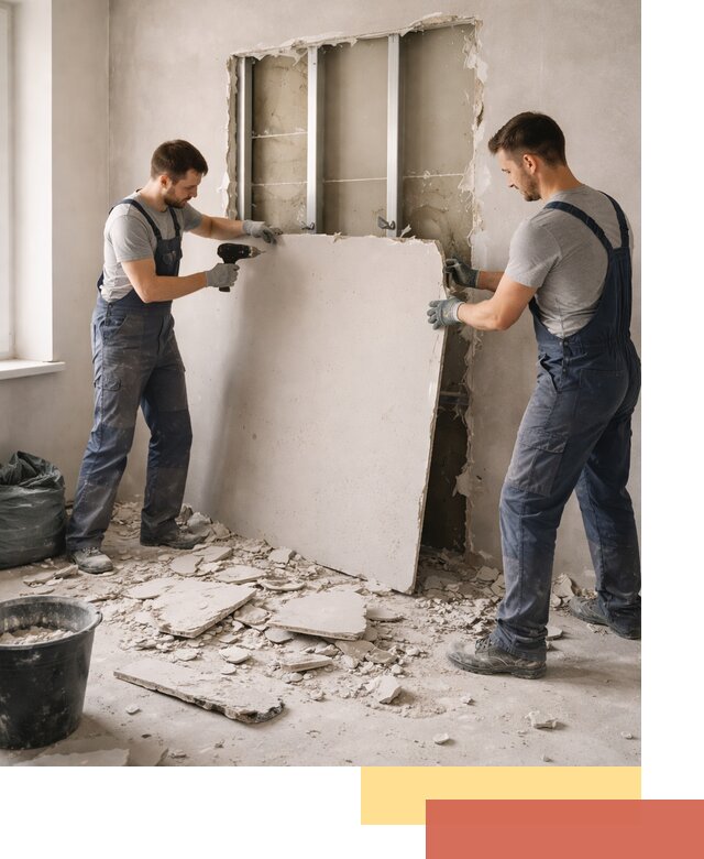 Демонтаж перегородки из гипсокартона в Ефремове быстрый и аккуратный