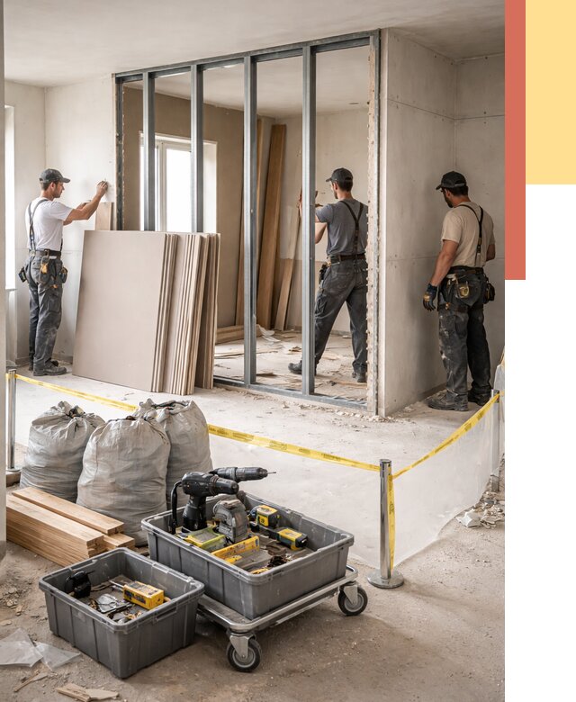 Перенос гипсокартонной перегородки в Ефремове под ключ от 4610 руб. | Демонтаж и монтаж – ОТДЕЛОЧНИК-Фрм