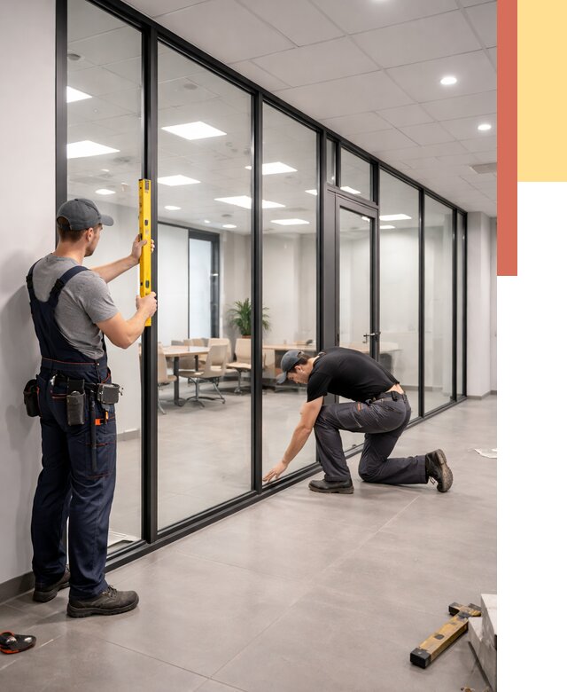 Каркасные стеклянные перегородки в Ефремове под ключ от 9425 руб. | ОТДЕЛОЧНИК-Фрм