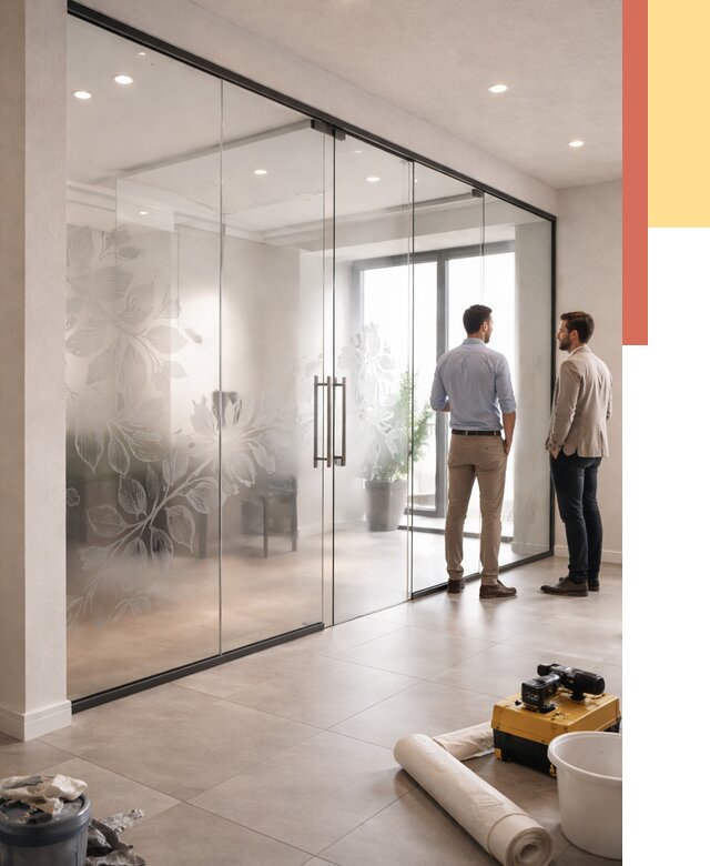 Стеклянные перегородки с рисунком в Ефремове от 12806 руб. монтаж и нанесение | ОТДЕЛОЧНИК-Фрм