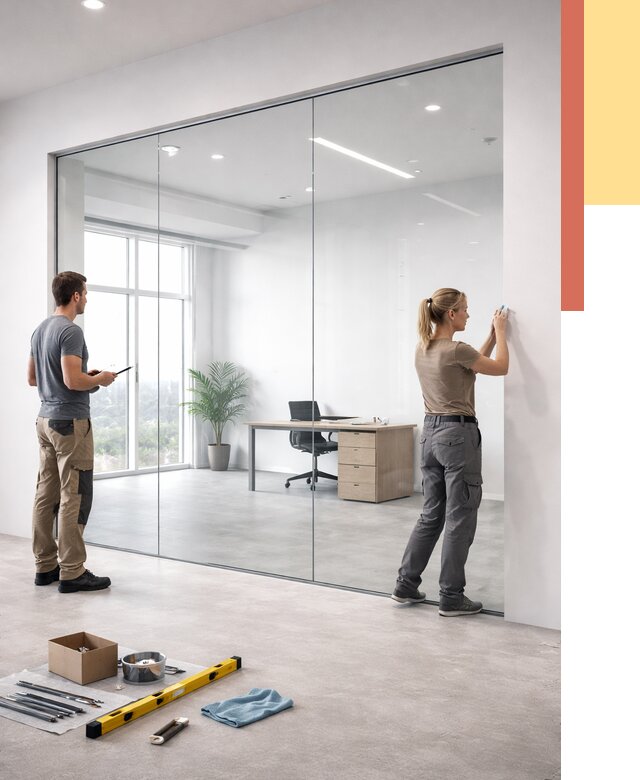 Перегородки из закаленного стекла в Ефремове от 9733 руб. под ключ | ОТДЕЛОЧНИК-Фрм