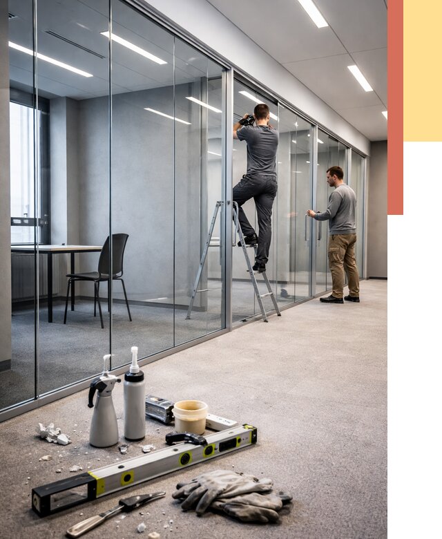 Стеклянные офисные перегородки в Ефремове от 8708 руб. — монтаж и установка | ОТДЕЛОЧНИК-Фрм