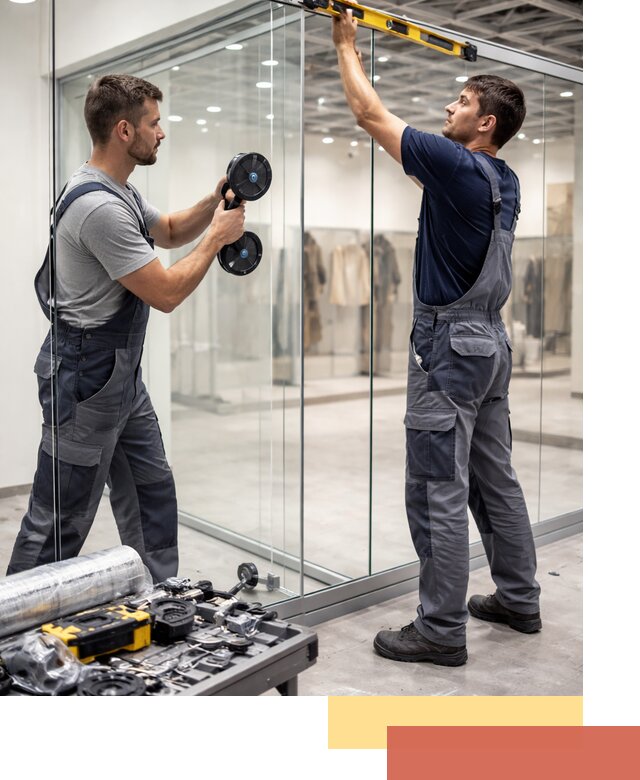 Стеклянные перегородки для магазинов в Ефремове — монтаж и установка