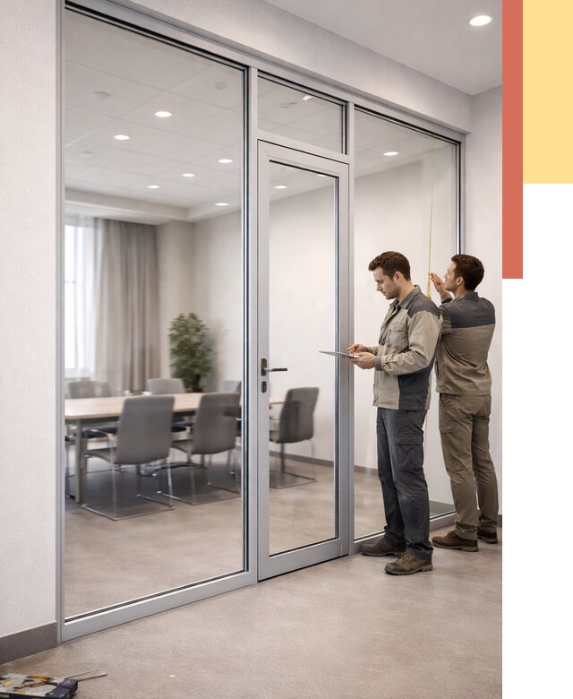 Установка и монтаж алюминиевых перегородок со стеклом в Ефремове от 8401 руб. | ОТДЕЛОЧНИК-Фрм