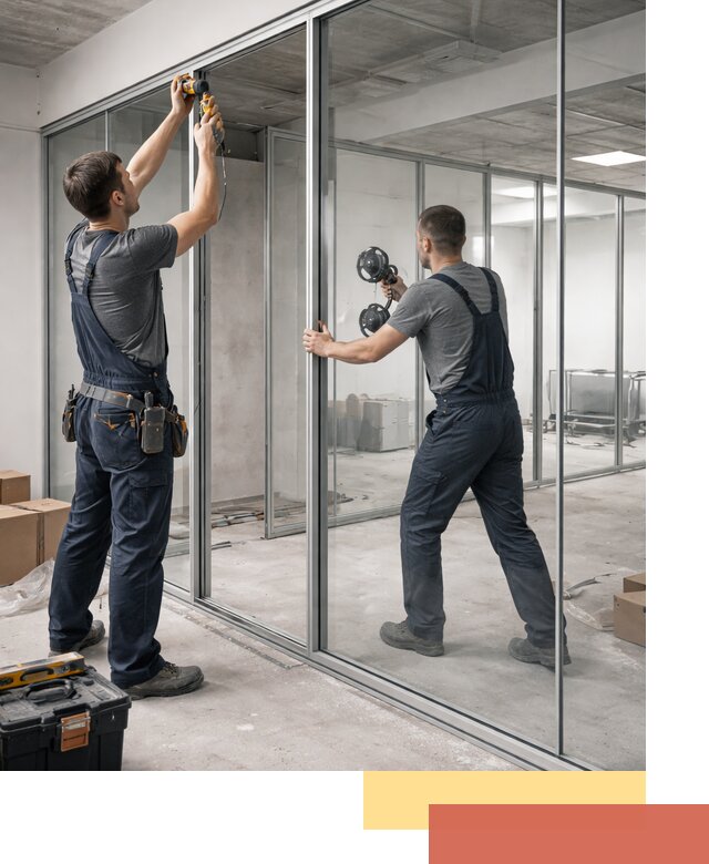 Алюминиевые перегородки со стеклом в Ефремове — изготовление и монтаж