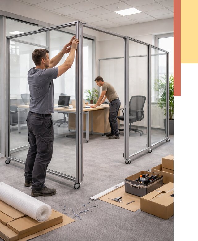 Мобильные офисные перегородки в Ефремове от 12806 руб. — установка под ключ | ОТДЕЛОЧНИК-Фрм