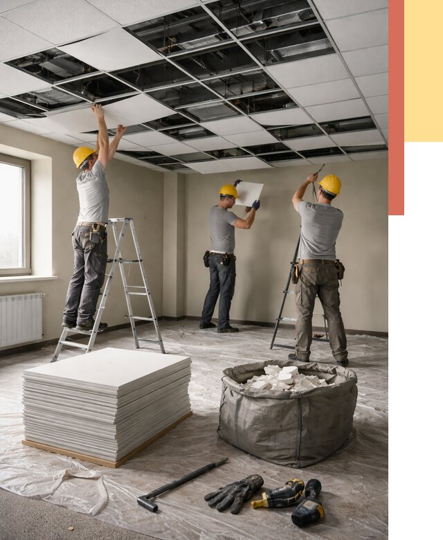 Демонтаж потолка Армстронг в Ефремове от 4610 руб. быстро и недорого | ОТДЕЛОЧНИК-Фрм