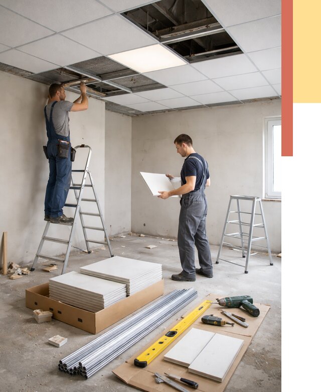 Монтаж потолка армстронг в Ефремове от 4610 руб/м2 — быстрая установка под ключ | ОТДЕЛОЧНИК-Фрм