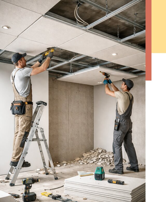 Монтаж акустического потолка в Ефремове от 6659 руб/м2 — быстро и недорого | ОТДЕЛОЧНИК-Фрм