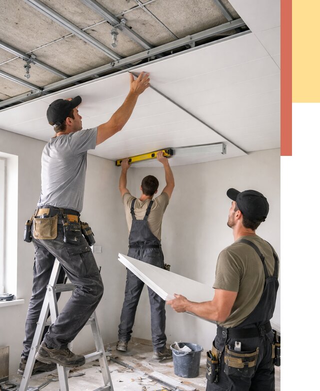 Монтаж потолка из ПВХ панелей в Ефремове от 3586 руб./м2 — быстро и недорого | ОТДЕЛОЧНИК-Фрм