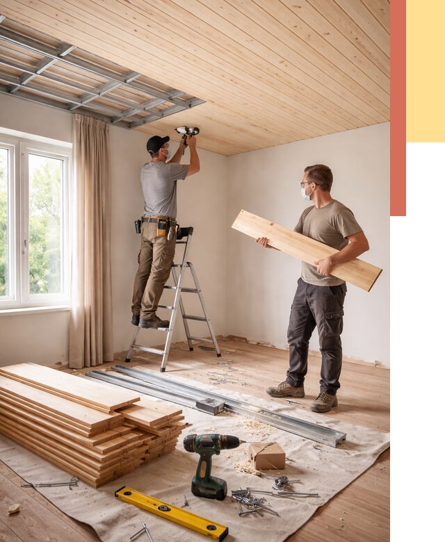 Монтаж потолка из вагонки в Ефремове от 6659 руб. | Быстро и недорого — ОТДЕЛОЧНИК-Фрм