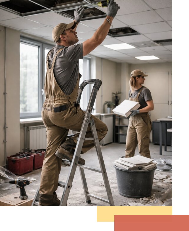 Ремонт потолка Армстронг и замена плит в Ефремове