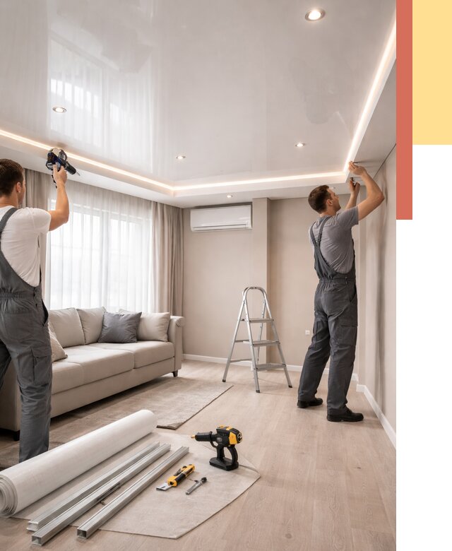 Монтаж глянцевого натяжного потолка в Ефремове от 768 руб. под ключ | ОТДЕЛОЧНИК-Фрм